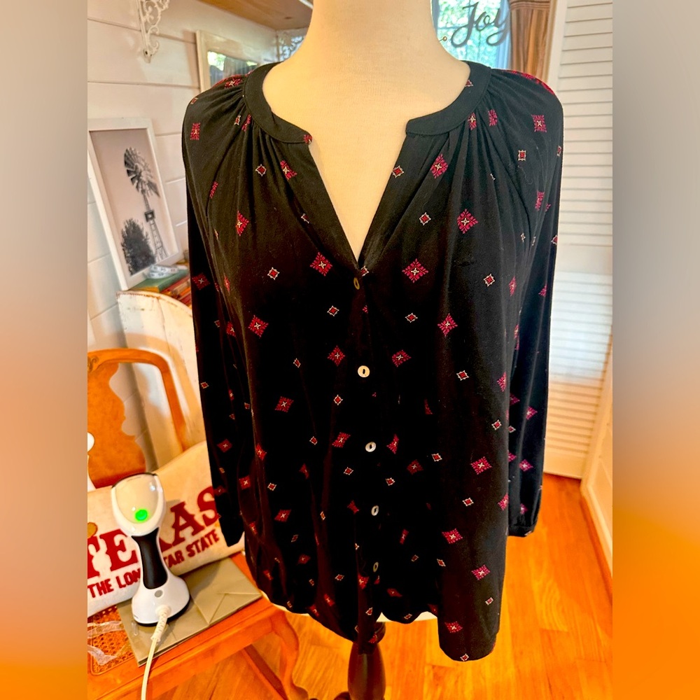 Knit blouse with peasant sleeves